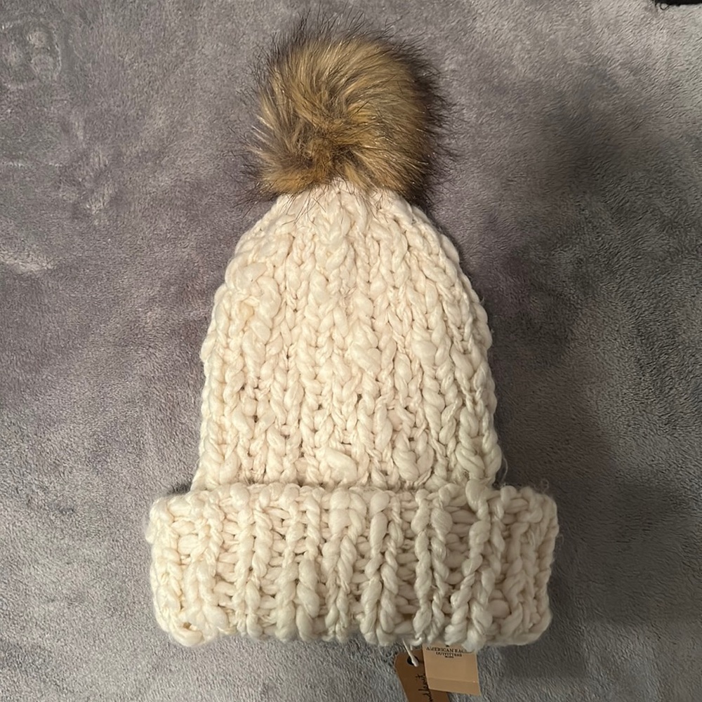 American Eagle Handknit Pompom Beanie